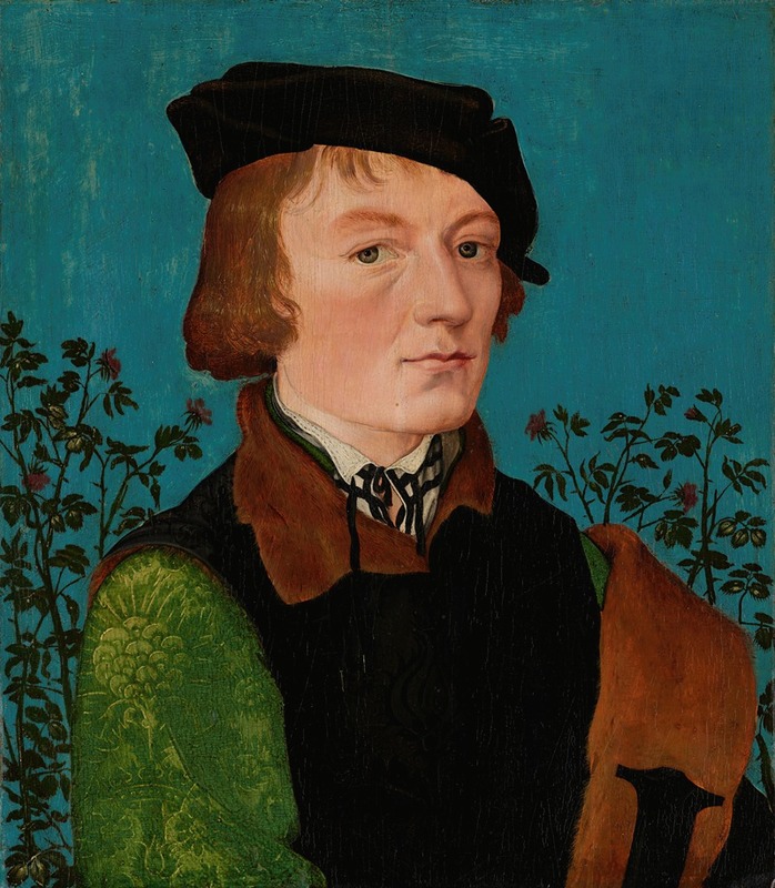 Hans Baldung - Portrait of a Man in Front of a Rose Hedge