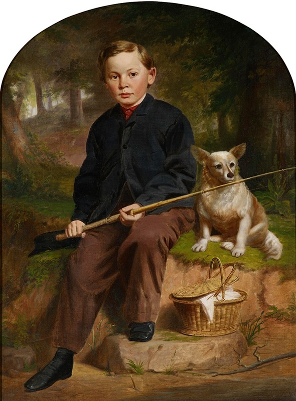 Jacob Cox - Portrait of Charles H. Brewer (Boy Fishing with Dog)