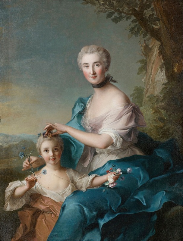 Jean-Marc Nattier - Portrait of Madame Crozat de Thiers and Her Daughter