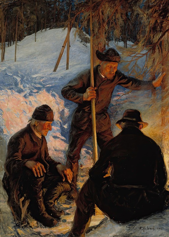 Pekka Halonen - Lumberjacks around a Campfire