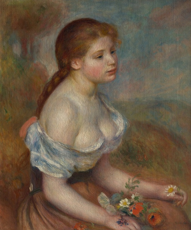 Pierre-Auguste Renoir - A Young Girl with Daisies