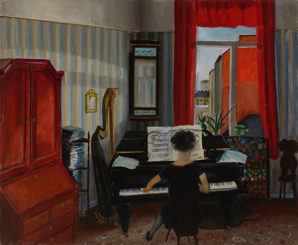 Sulho Sipilä - Interior, Woman Playing the Piano