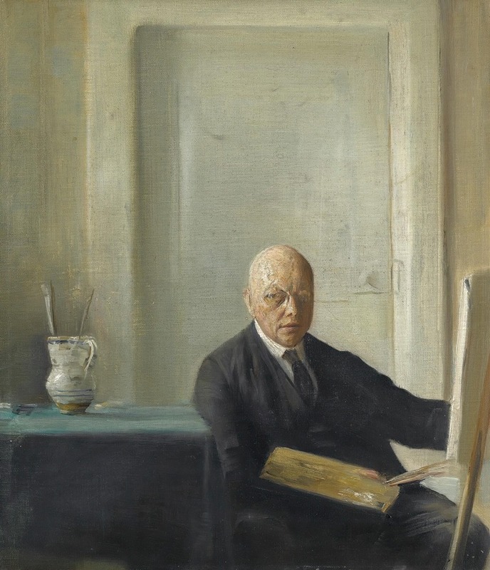 Carl Holsøe - Kunstneren Ved Sit Staffeli (Self Portrait)