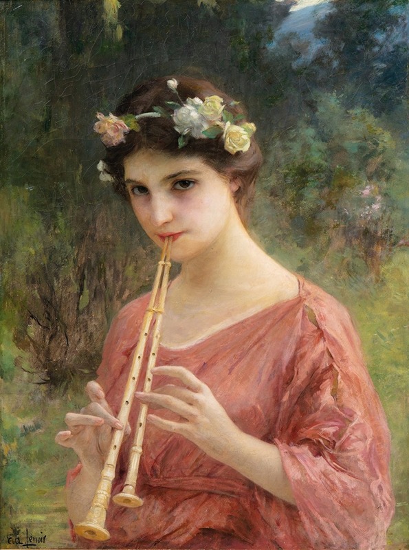 Charles Amable Lenoir - A Young Woman Playing An Aulos