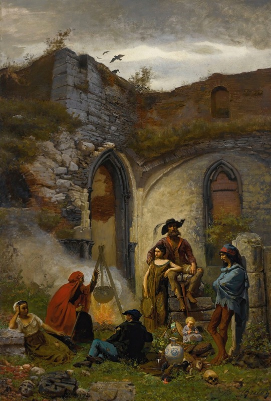 Jules Breton - Campement De Bohémiens, Dans Les Ruines De L’abbaye De Saint-Bavon (Gand)