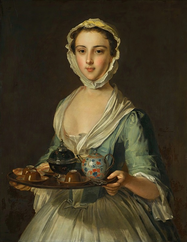 Philippe Mercier - A Young Woman Carrying A Tea Tray, Possibly Hannah, The Artist’s Maid