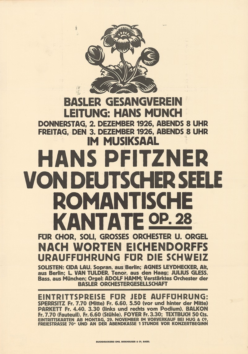 Burkhard Mangold - Basler Gesangverein – Hans Pfitzner – Von deutscher Seele – Romantische Kantate