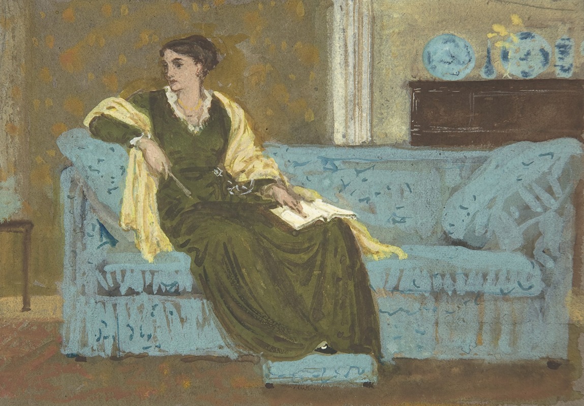 Walter Crane - Woman Seated on a Sofa