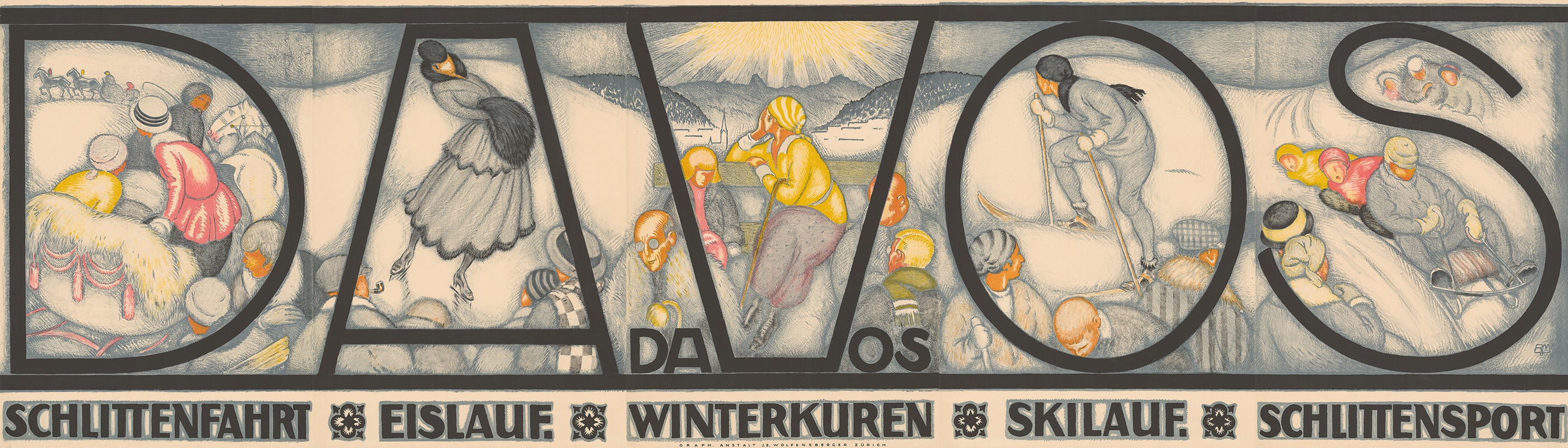 Burkhard Mangold - Davos – Schlittenfahrt, Eislauf, Winterkuren, Skilauf, Schlittensport