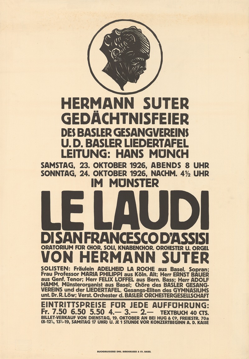 Burkhard Mangold - Hermann Suter Gedächtnisfeier – Le Laudi di San Francesco d’Assisi – im Münster