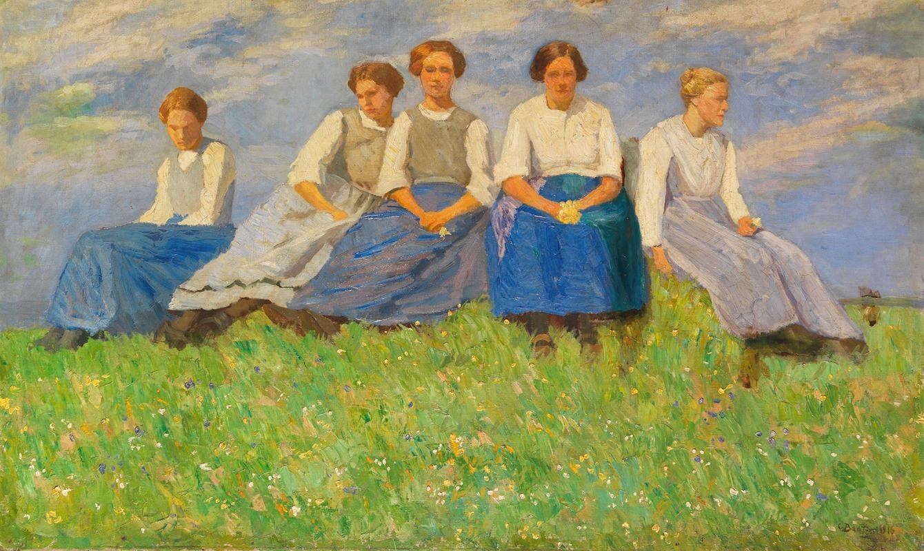 Carl Bantzer - The Young Girls (Study)
