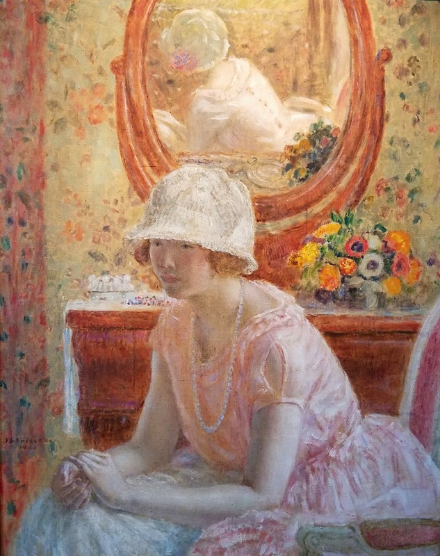 Frederick Carl Frieseke - Young Girl Before a Mirror in a Pink Dress