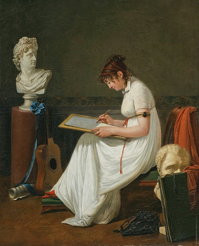 Jean François Sablet - Portrait D’Une Artiste Dessinant D’Après Une Antiquité