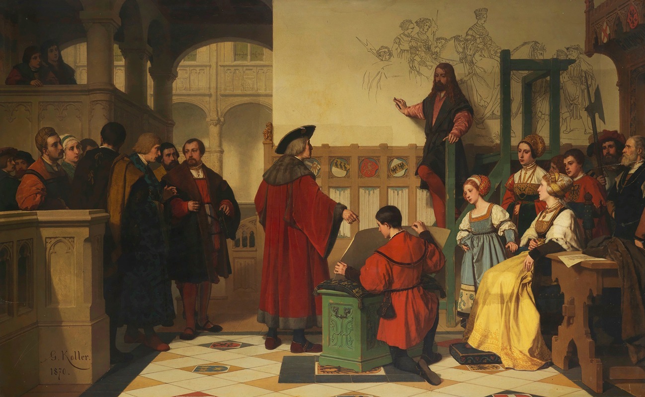 Wilhelm Koller - Albrecht Dürer is visited by Emperor Maximilian at work