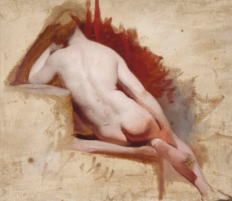 William Etty - Seated female nude study