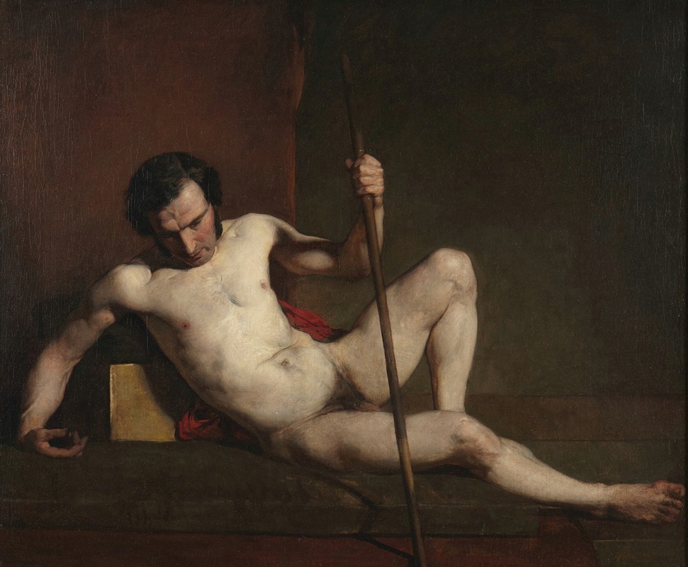 William Etty - Male Nude Leaning on Staff