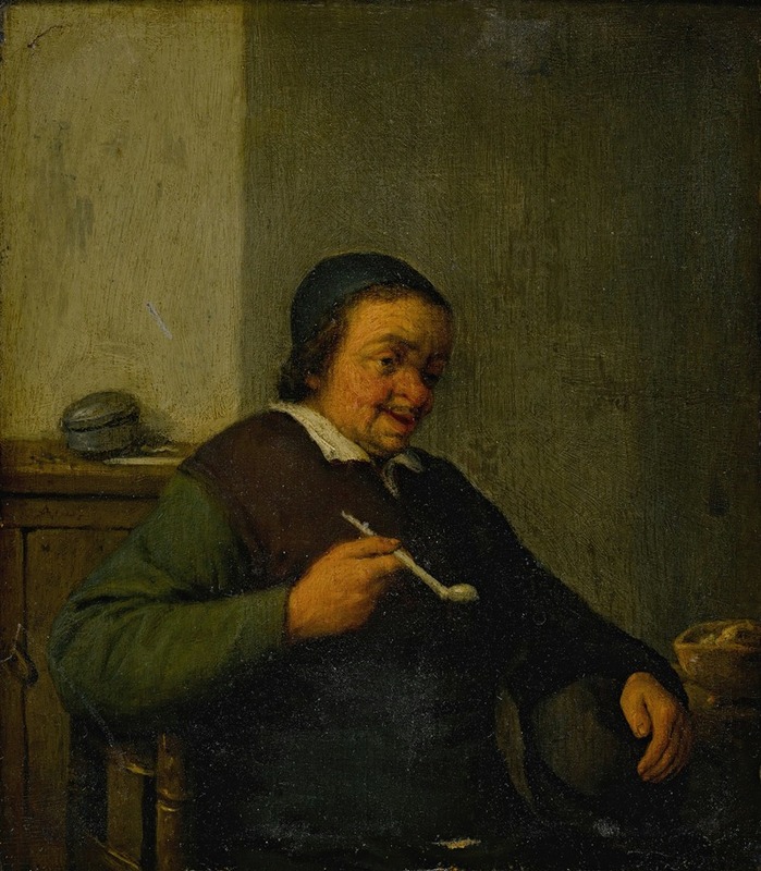 Adriaen van Ostade - A man smoking in an interior