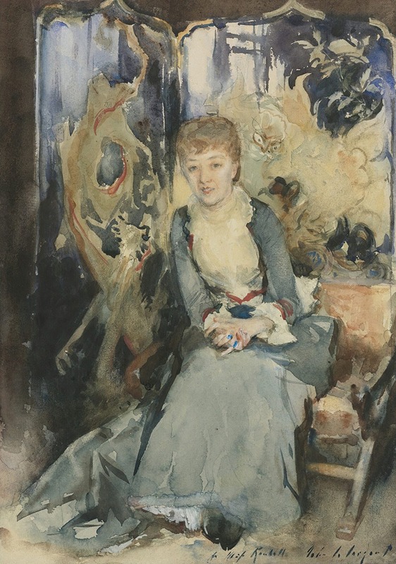 John Singer Sargent - Mrs Reubell Seated In Front Of A Screen