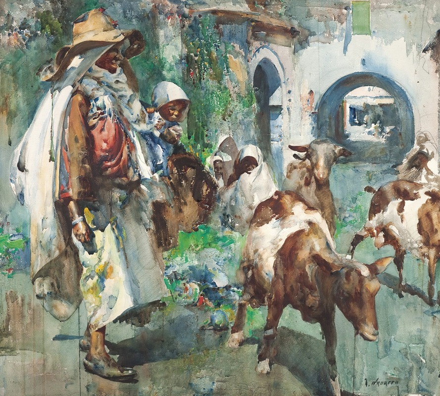 José Navarro y Llorens - Pastor Con Su Rebaño (Shepherd With His Herd)