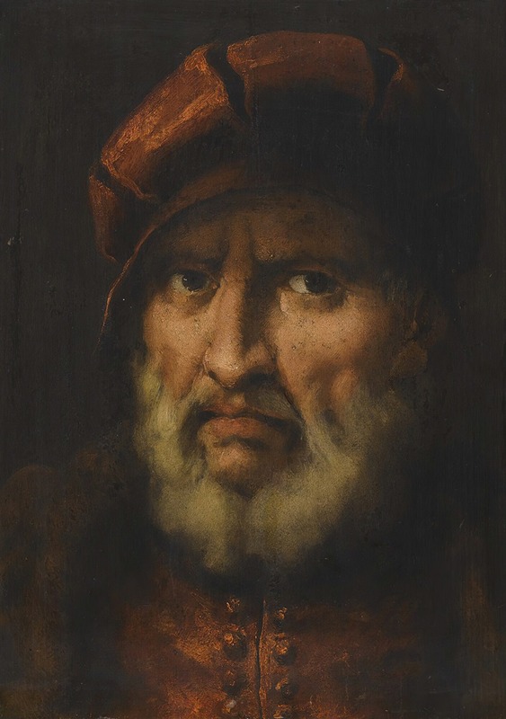 Pietro della Vecchia - Head Of A Bearded Man, Wearing A Red Cap And Red Shirt