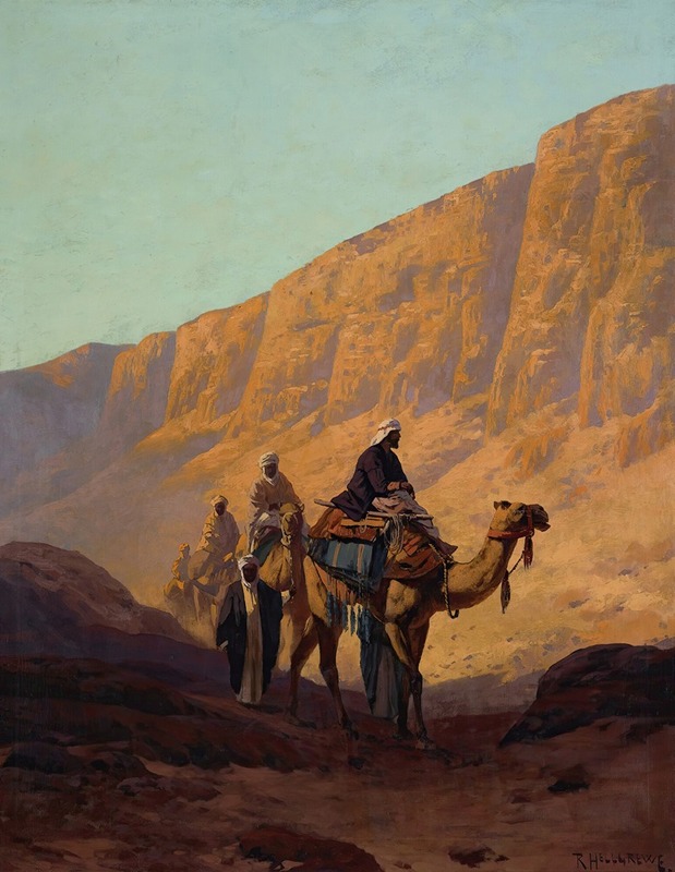 Rudolf Hellgrewe - Caravan Passing Through A Wadi