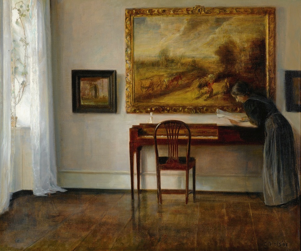 Carl Holsøe - Interior With Painting