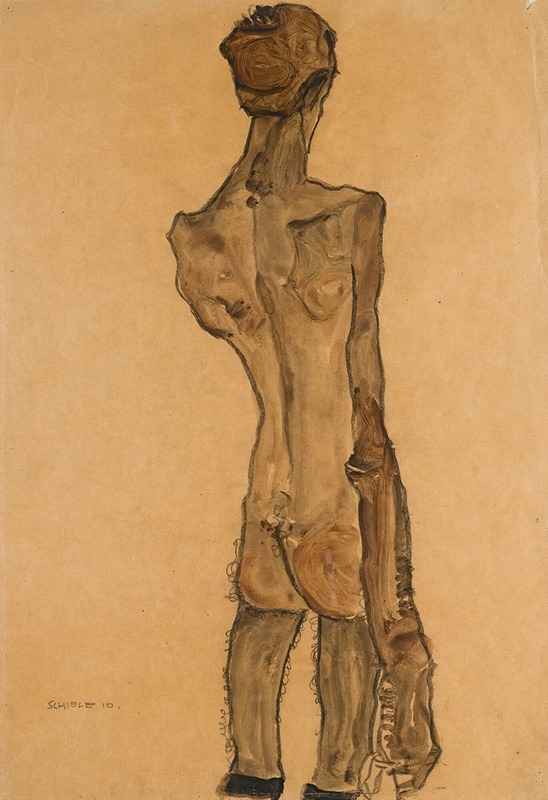 Egon Schiele - Stehender Männlicher Rückenakt (Standing Male Nude, Back View)