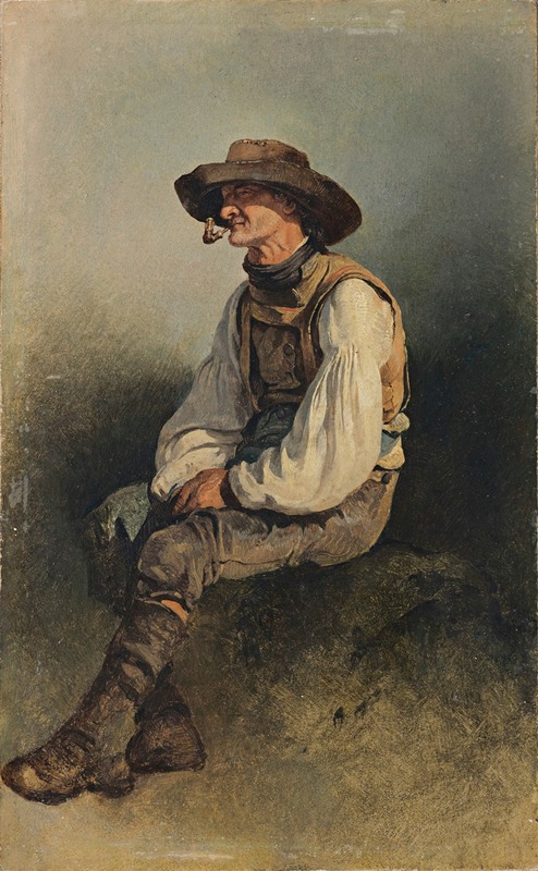 Friedrich August Matthias Gauermann - Bearded Man Smoking a Pipe