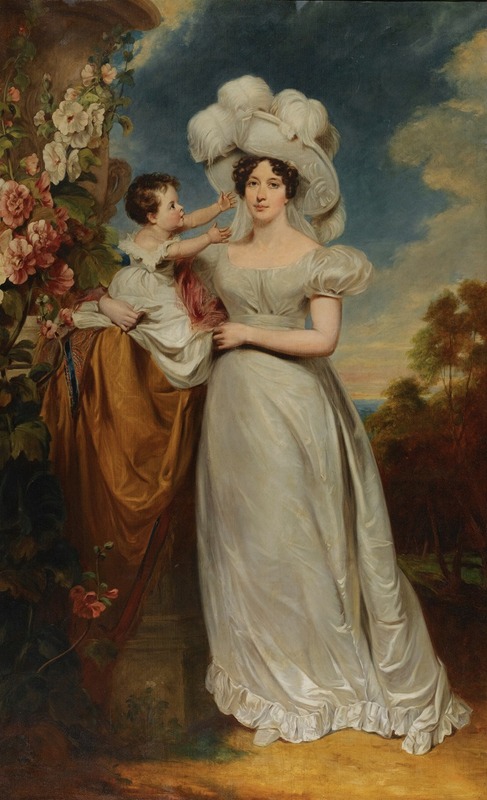 George Henry Harlow - Portrait of a Lady And Child