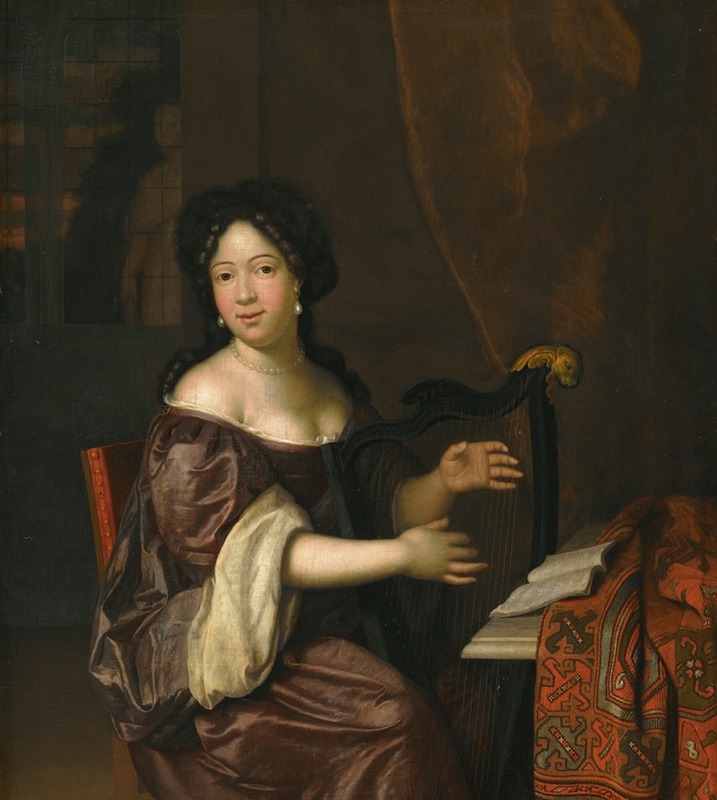Jan Tilius - A Young Lady Playing The Harp