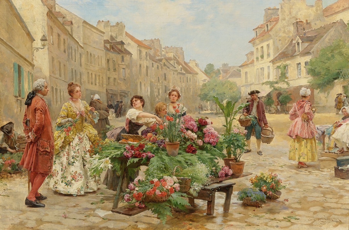 Louis Marie De Schryver - Un Marché Au XVIIIè Siècle