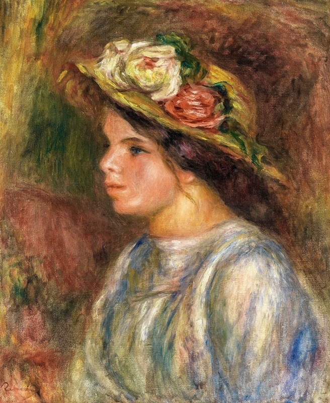 Pierre-Auguste Renoir - Buste De Femme, Chapeau De Paille Garni