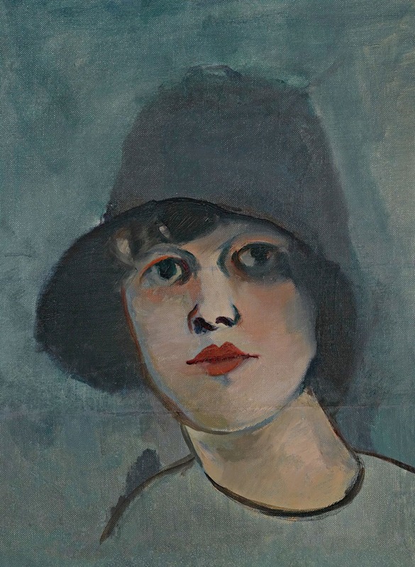 Rudolf Kremlička - Portrait of a Lady In a Hat