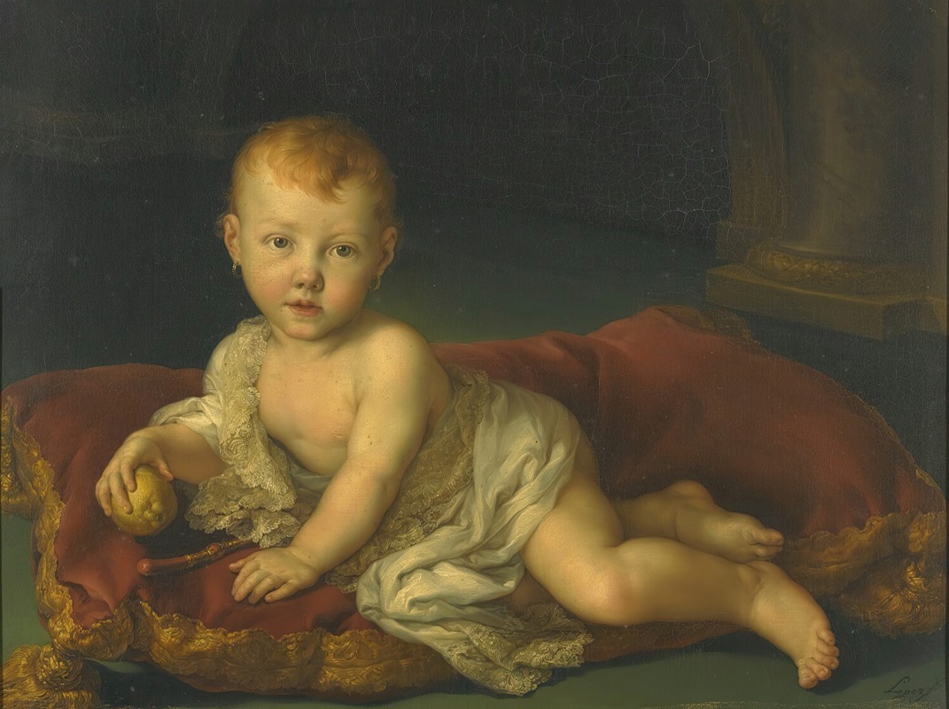 Vicente López Portaña - Portrait Of Isabel De Borbon, Infanta of Spain (1821-1897) When A Baby