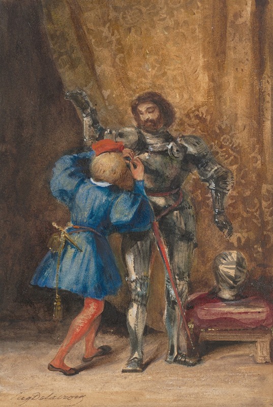 Eugène Delacroix - Goetz von Berlichingen Being Dressed in Armor by His Page George
