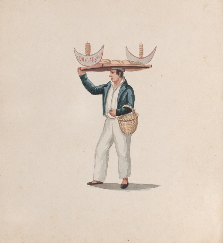Francisco Fierro - A tortilla vendor balancing a tray on his head