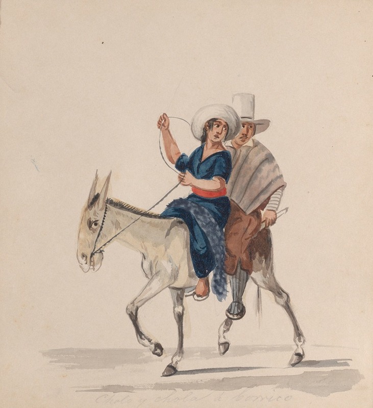 Francisco Fierro - An indigenous man and woman together riding a donkey