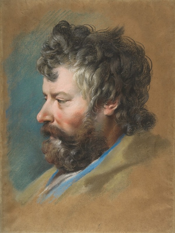 François Lemoyne - Head of a Bearded Man in Profile to Left
