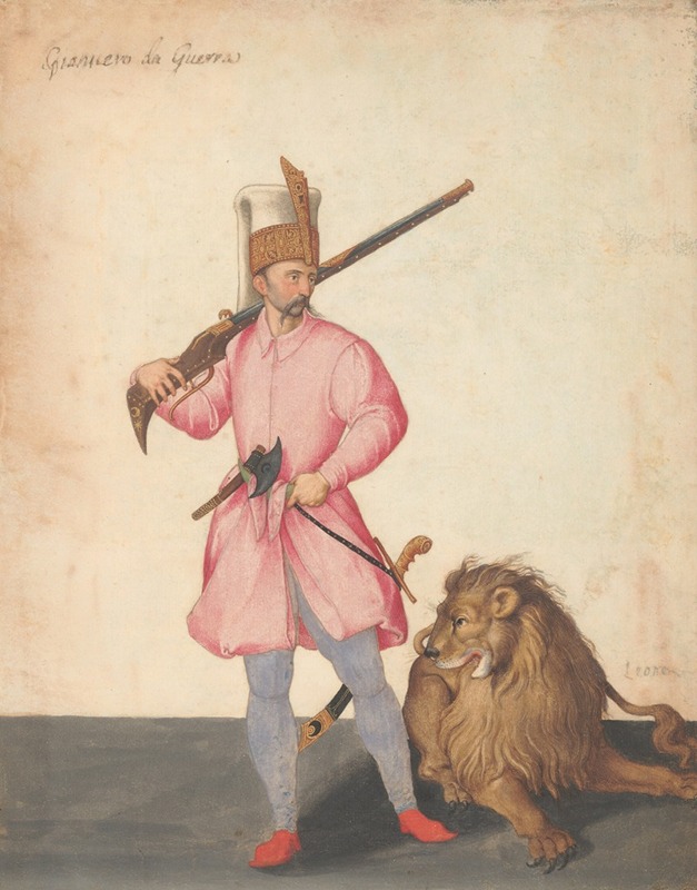 Jacopo Ligozzi - A Janissary ‘of War’ with a Lion