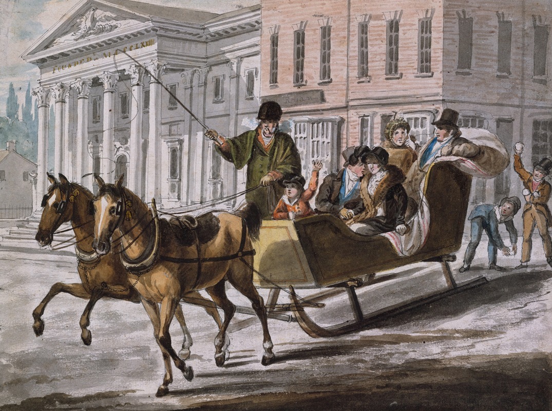 John Lewis Krimmel - Winter Scene in Philadelphia—The Bank of the United States in the Background