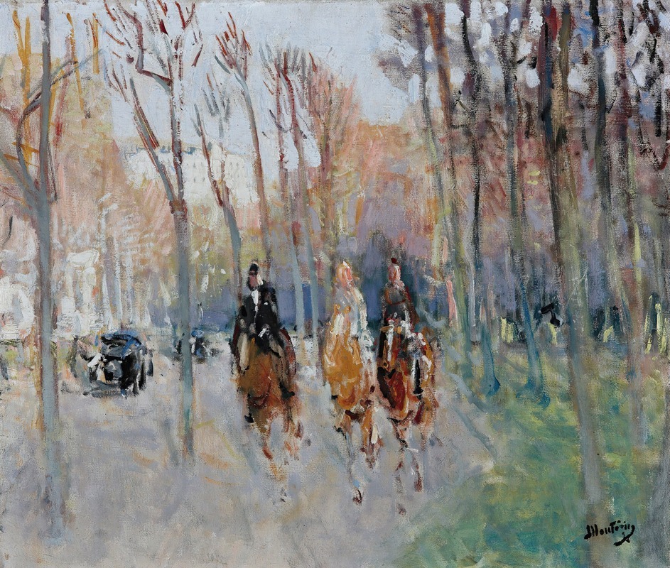 Pierre-Eugène Montézin - Cavaliers Au Bois De Boulogne