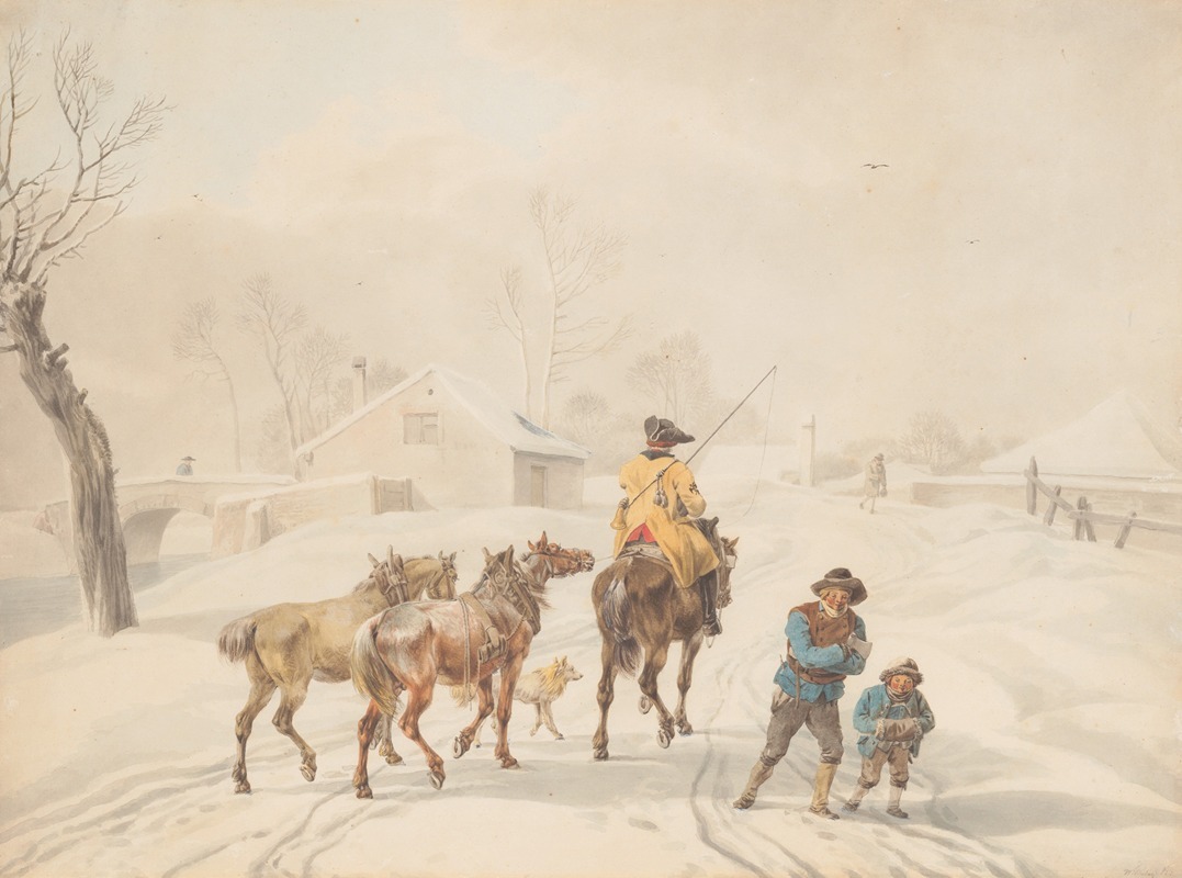 Wilhelm von Kobell - Postilion on Horse in a Winter Landscape