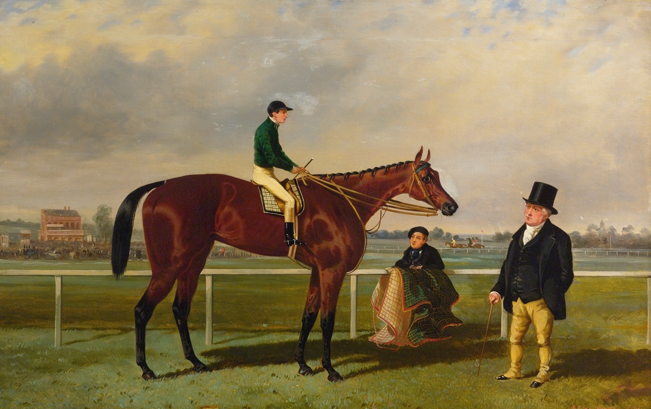 Alfred Frank de Prades - Mr. Martinson’s Nancy, F. Marson Up, J. Marson And A Groom (After A Painting By Harry Hall)