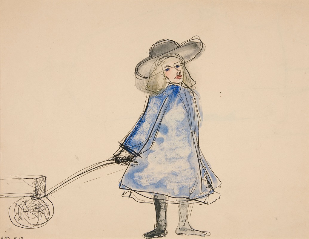Charles Demuth - Girl Pulling Wagon (Plain Girl In Blue Dress)