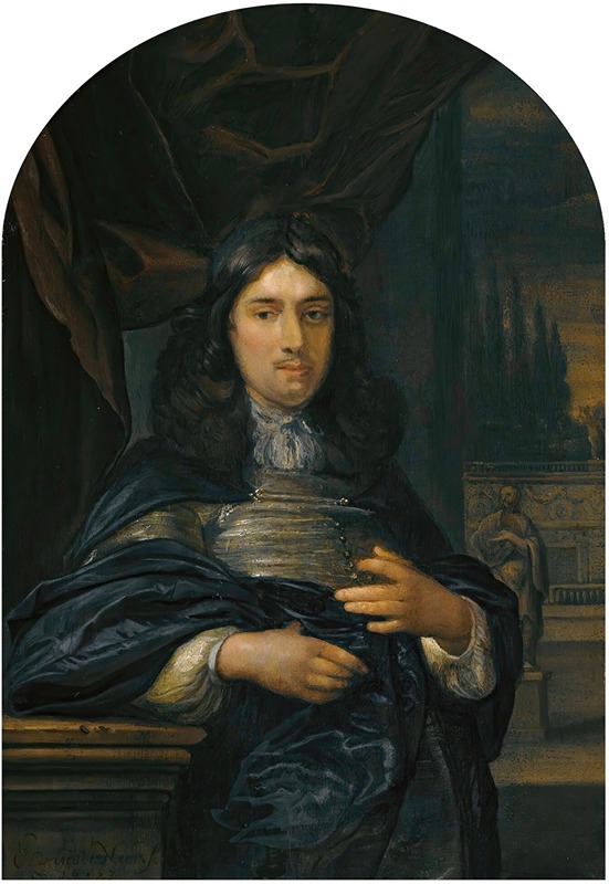 Eglon van der Neer - Portrait Of A Gentleman Leaning On A Balustrade