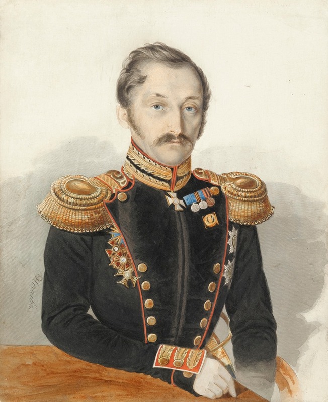 Ivan Alexeevich Nechaev - Portrait Of General Daniel Alexandrovich Gershtentsveig