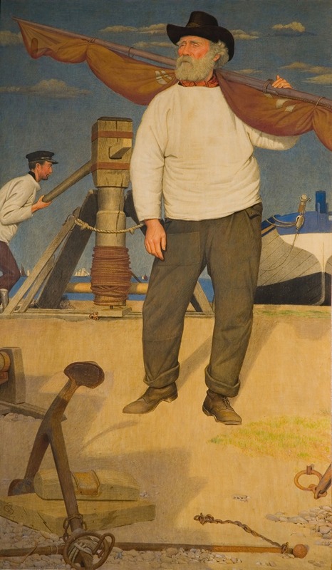 Joseph Edward Southall - Fisherman Carrying a Sail