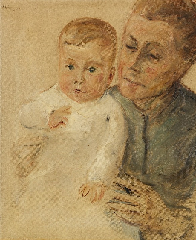 Max Liebermann - Enkelin Maria auf dem Arm der Kinderfrau