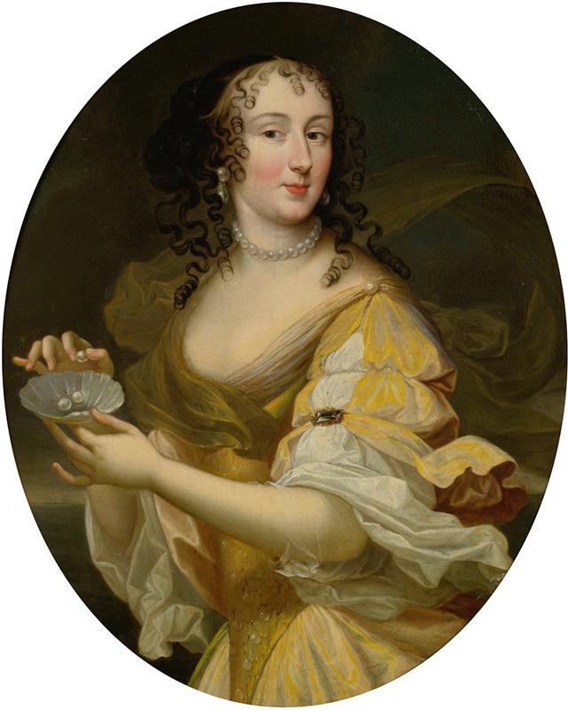 Pierre Mignard - Portrait Of A Lady In Allegorical Guise, Holding A Dish Of Pearls