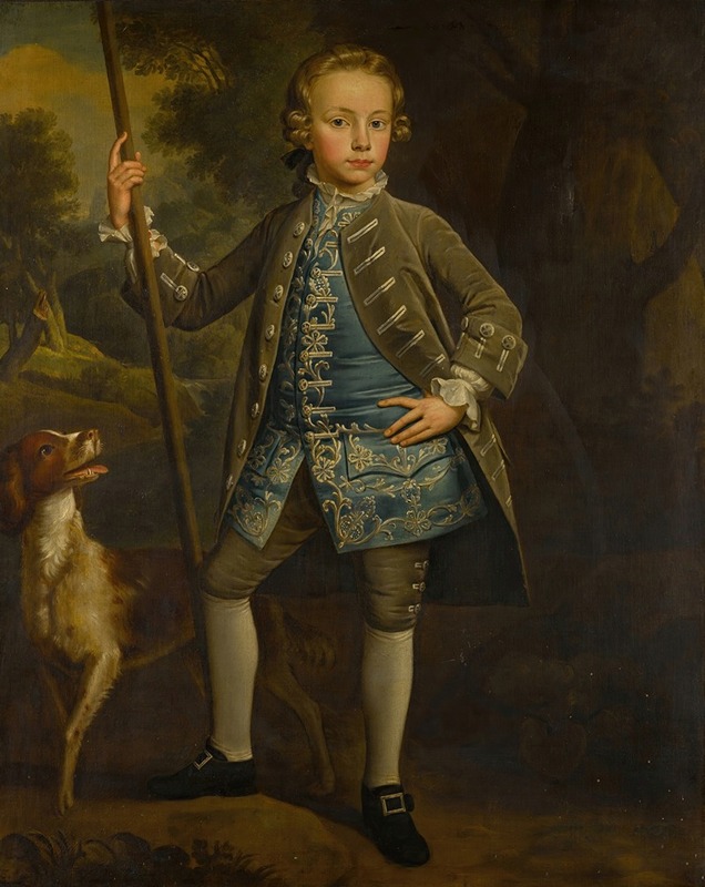Circle of Stephen Slaughter - Portrait of a boy in a landscape